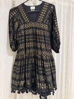 Saylor Black and Gold Geometric Dress